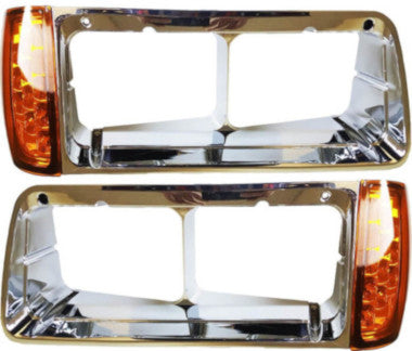 Freightliner FLD Headlight Bezel with LED Corner Lights - 3 Wires Connections