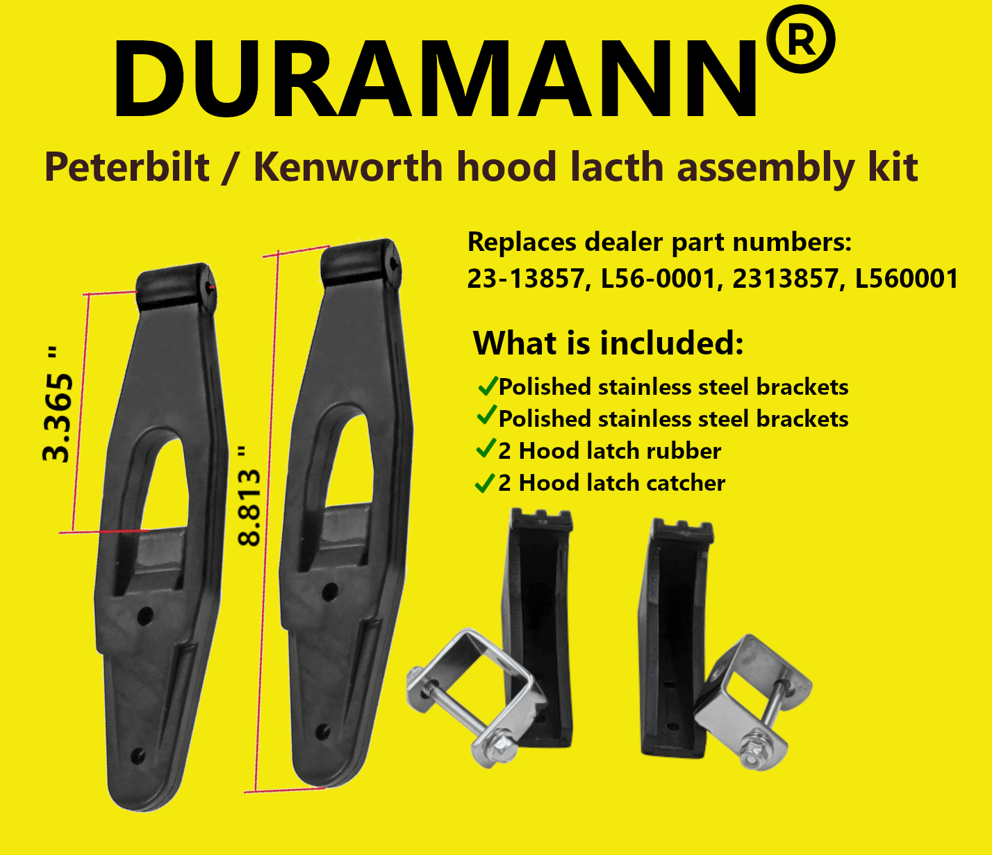 Kenworth Peterbilt Hood Latch Assembly kit/Set L56-0001